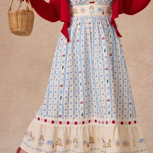 Floral Maxi Dress with Red Cardigan - Picture 7 of 10